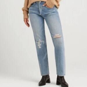 NWT Womens Edwin Kali Ankle Boyfriend Straight Leg Light Blue Wash Jeans SZ 31